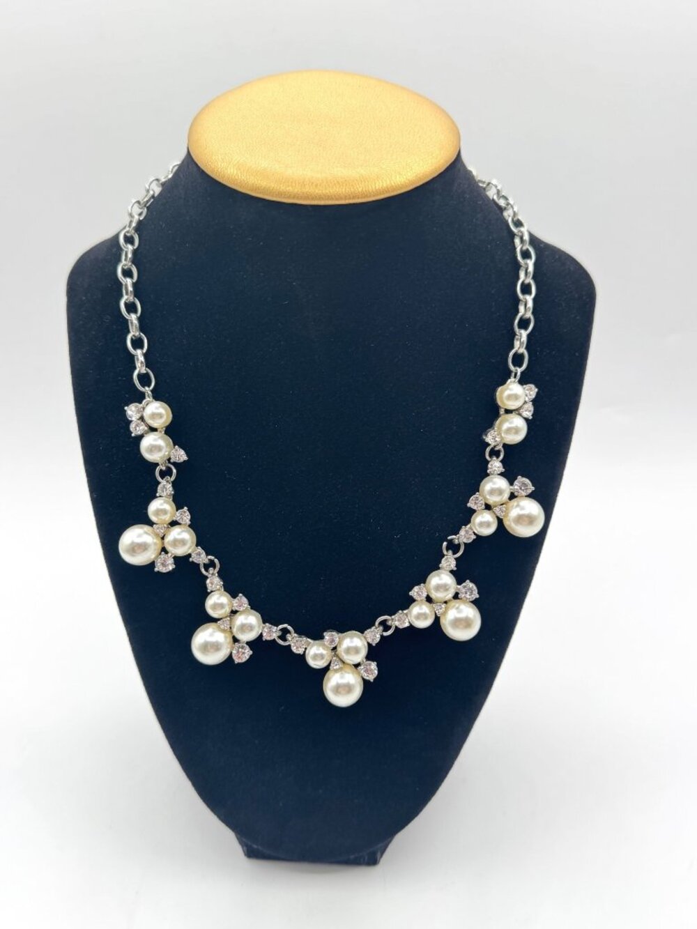 Faux Pearls and Rhinestones Necklace